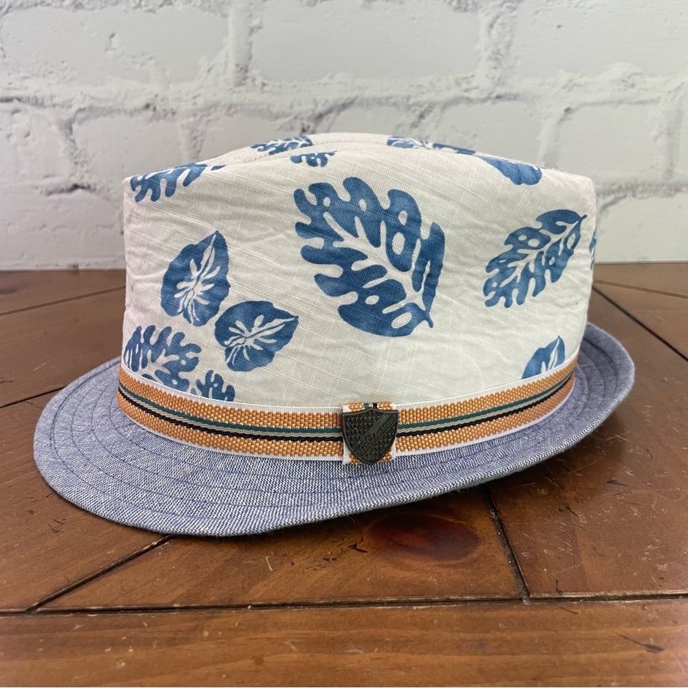 Fore!! Axel & Hudson White and Blue Leaf Fedora Hat S/M